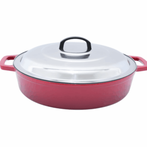 Zománcozott öntöttvas szeletsütő – 8 literes, Ø 40 cm, rozsdamentes acél fedővel