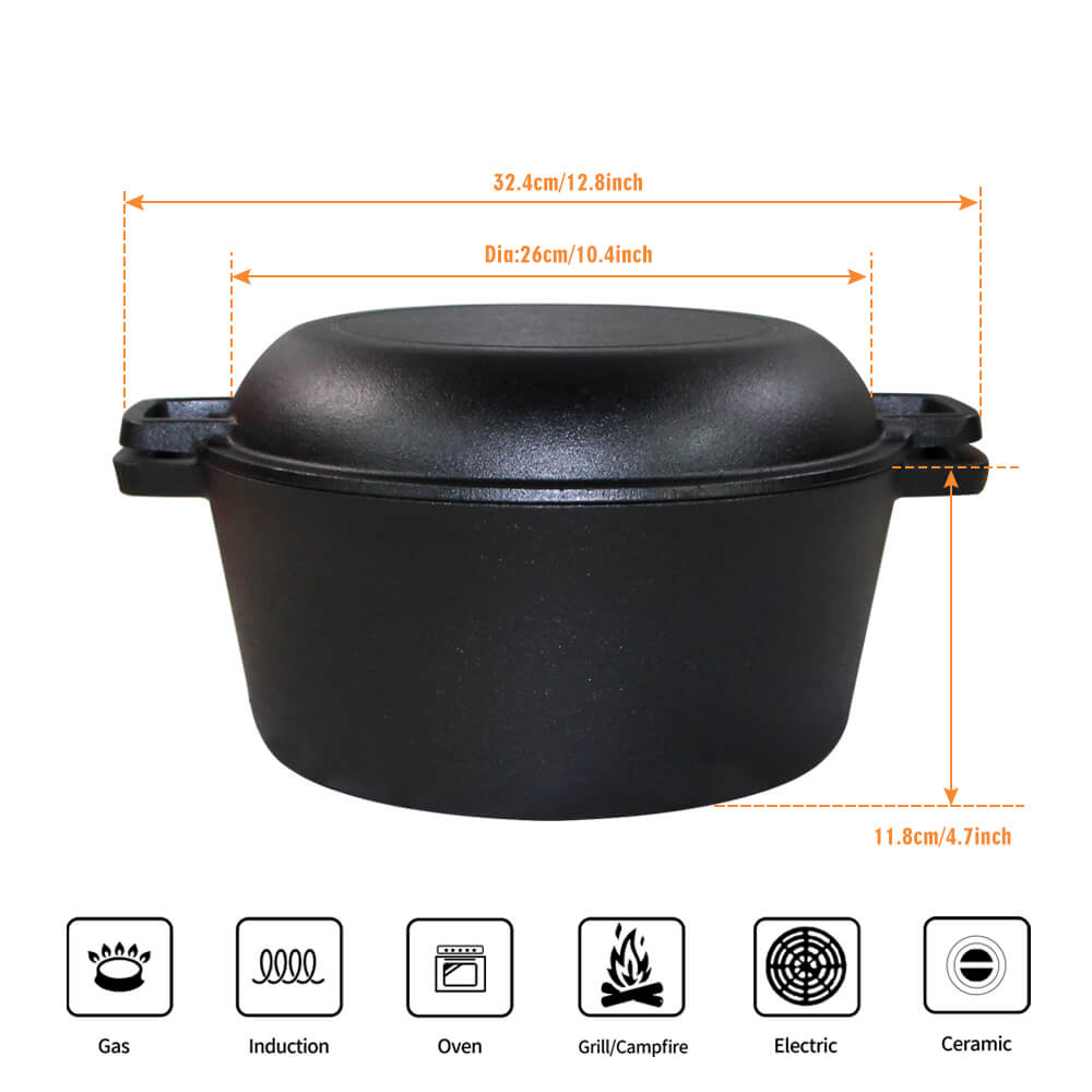 2 az 1-ben öntöttvas lábas, fedővel 26cm - Image 3