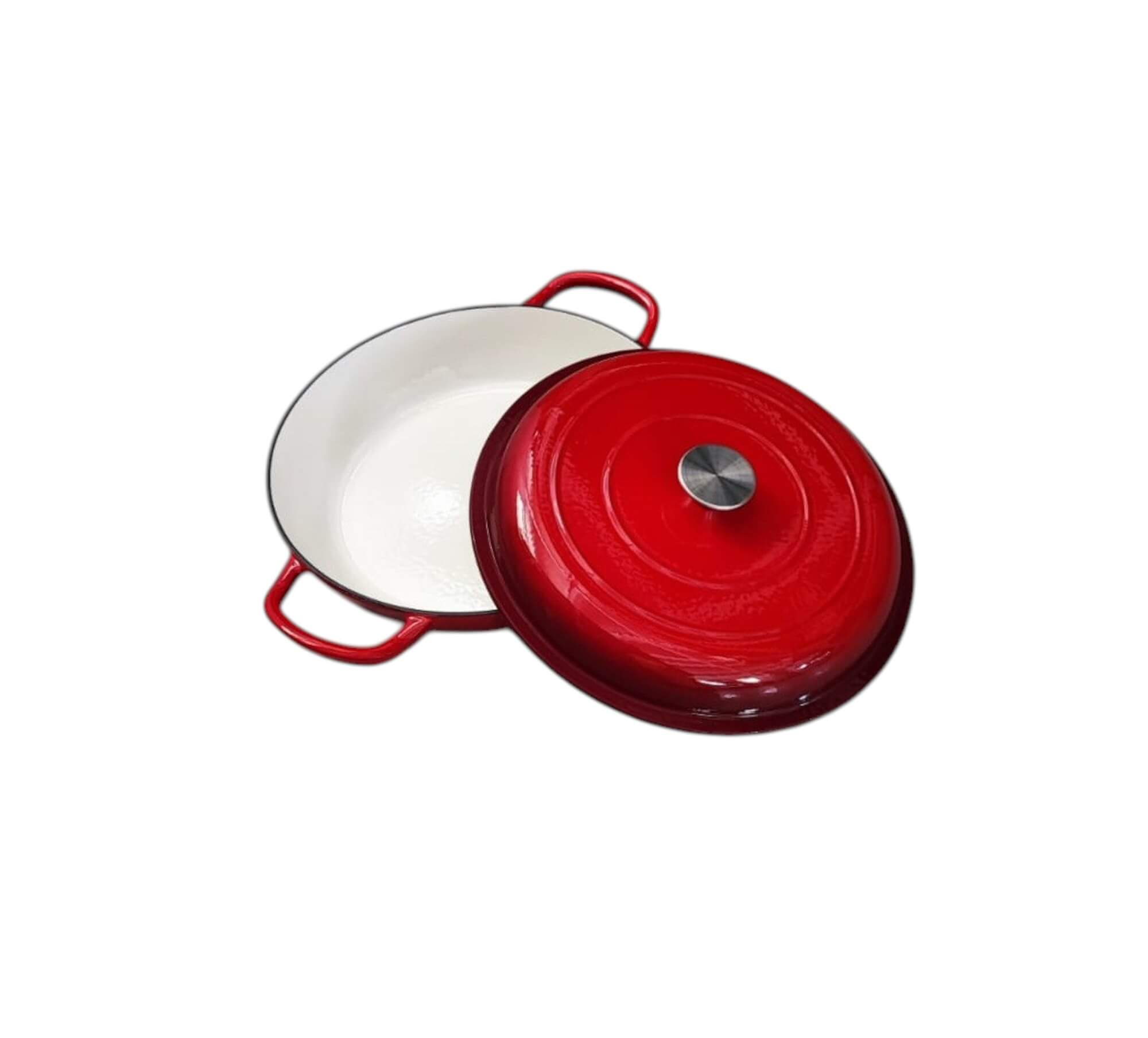 Zománcozott öntöttvas piros szeletsütő 4 literes, fedővel 30cm