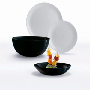 DIWALI FEKETE–SZÜRKE étkészlet, 19 részes