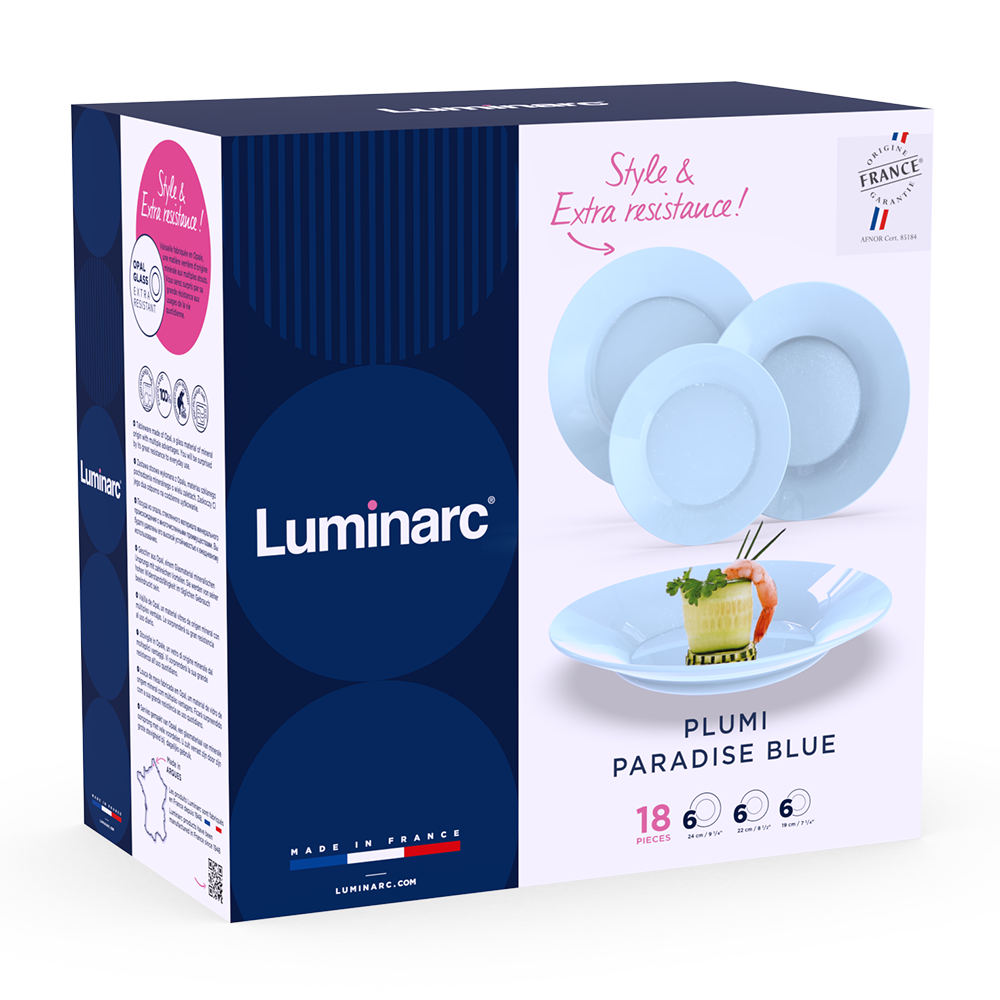 PLUMI étkészlet – Paradise Blue, 18 részes