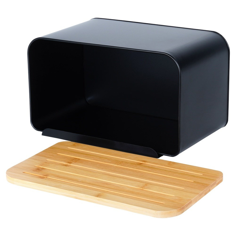 Fém kenyértartó bambusz fedéllel – fekete, 35×22×20,5 cm - Image 10