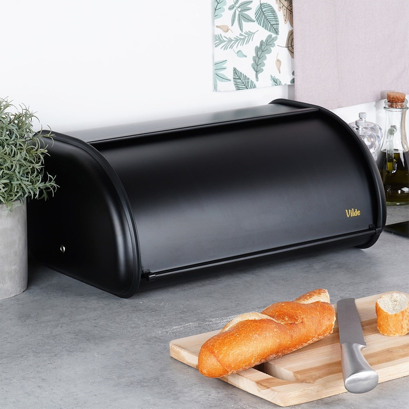 Rozsdamentes acél kenyértartó – fekete, 43×27,5×18,5 cm - Image 2