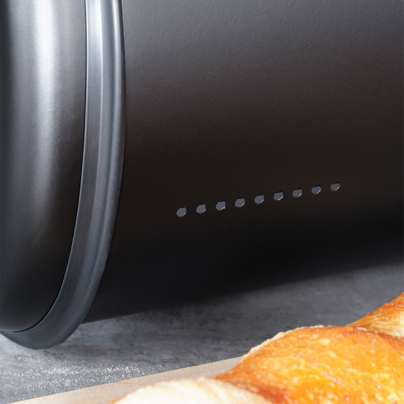 Rozsdamentes acél kenyértartó – fekete, 43×27,5×18,5 cm - Image 4