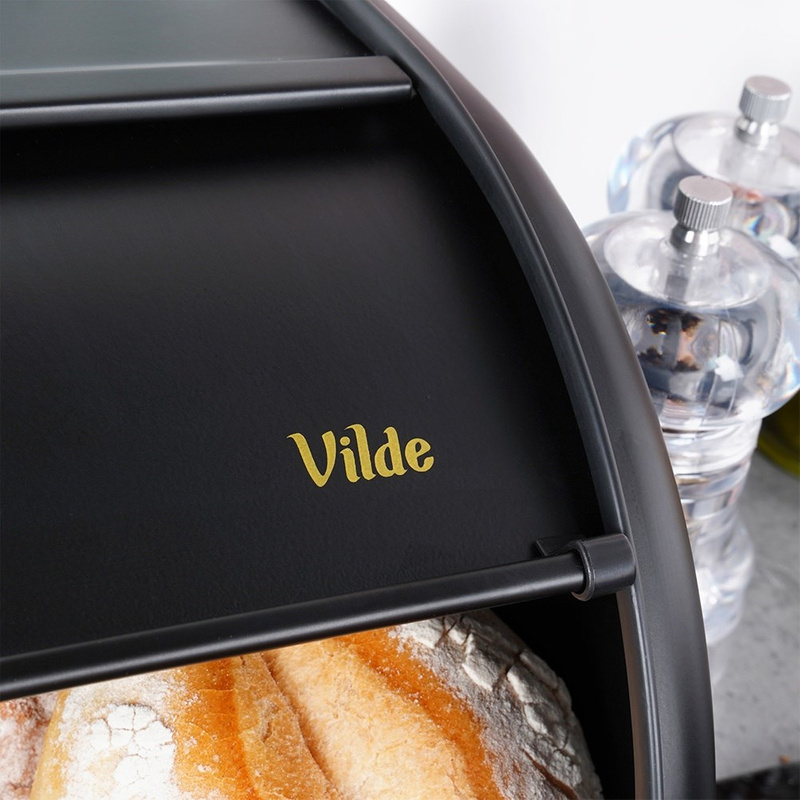 Rozsdamentes acél kenyértartó – fekete, 43×27,5×18,5 cm - Image 5