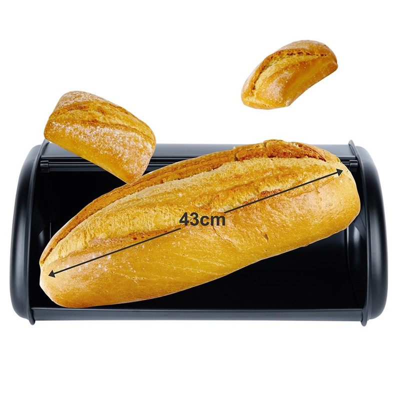 Rozsdamentes acél kenyértartó – fekete, 43×27,5×18,5 cm - Image 6