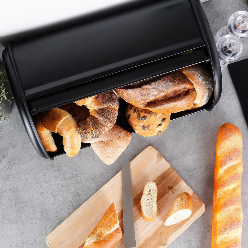 Rozsdamentes acél kenyértartó – fekete, 43×27,5×18,5 cm - Image 7