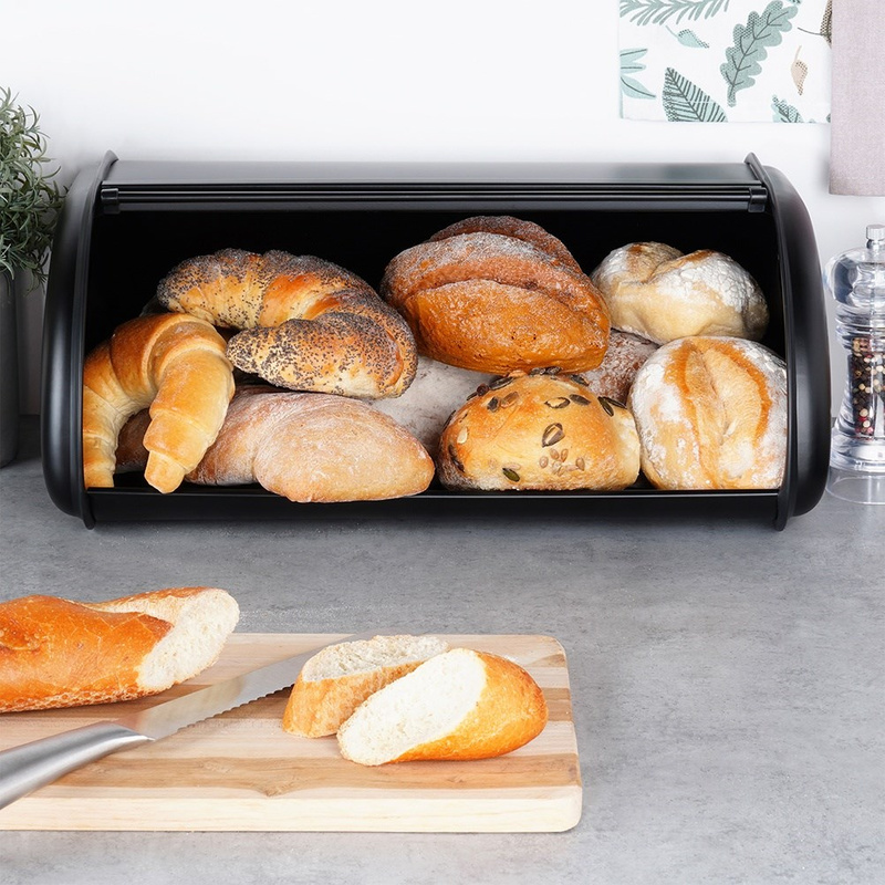 Rozsdamentes acél kenyértartó – fekete, 43×27,5×18,5 cm - Image 9