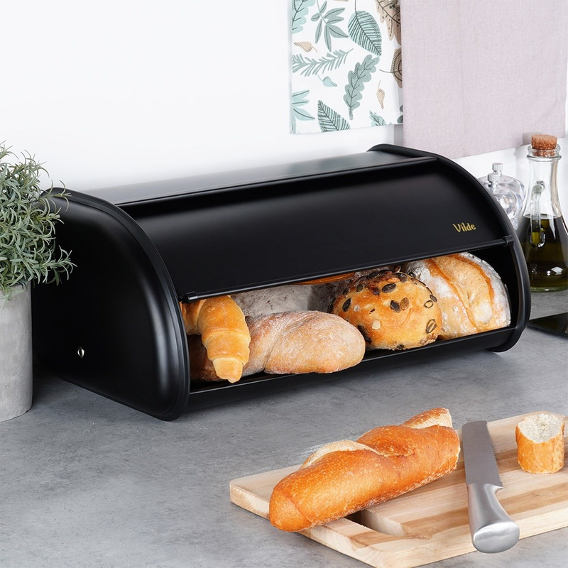 Rozsdamentes acél kenyértartó – fekete, 43×27,5×18,5 cm - Image 10