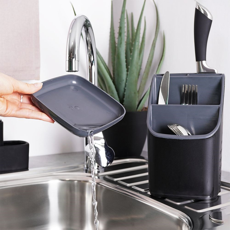 Evőeszköztartó – fekete, grafitszürke betétekkel - Image 4