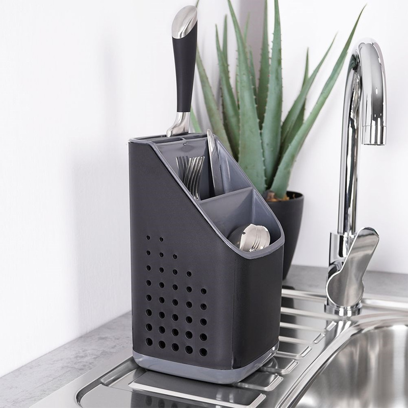 Evőeszköztartó – fekete, grafitszürke betétekkel - Image 6