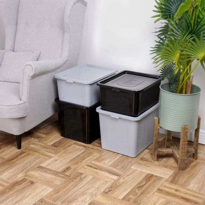 Tárolódoboz fedéllel – 20 l, világosszürke - Image 5