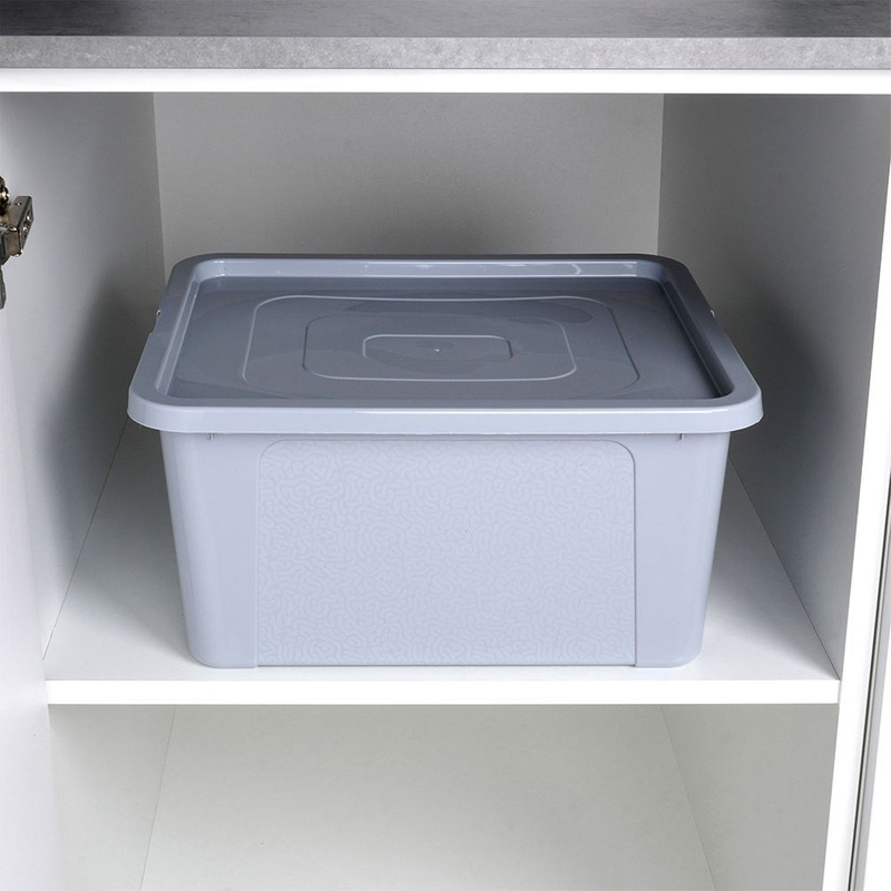 Tárolódoboz fedéllel – 20 l, világosszürke - Image 10