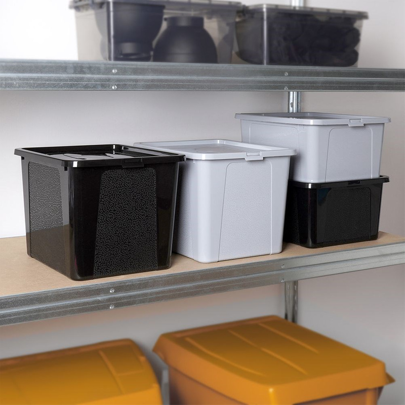 Tárolódoboz fedéllel – 30 l, világosszürke - Image 4