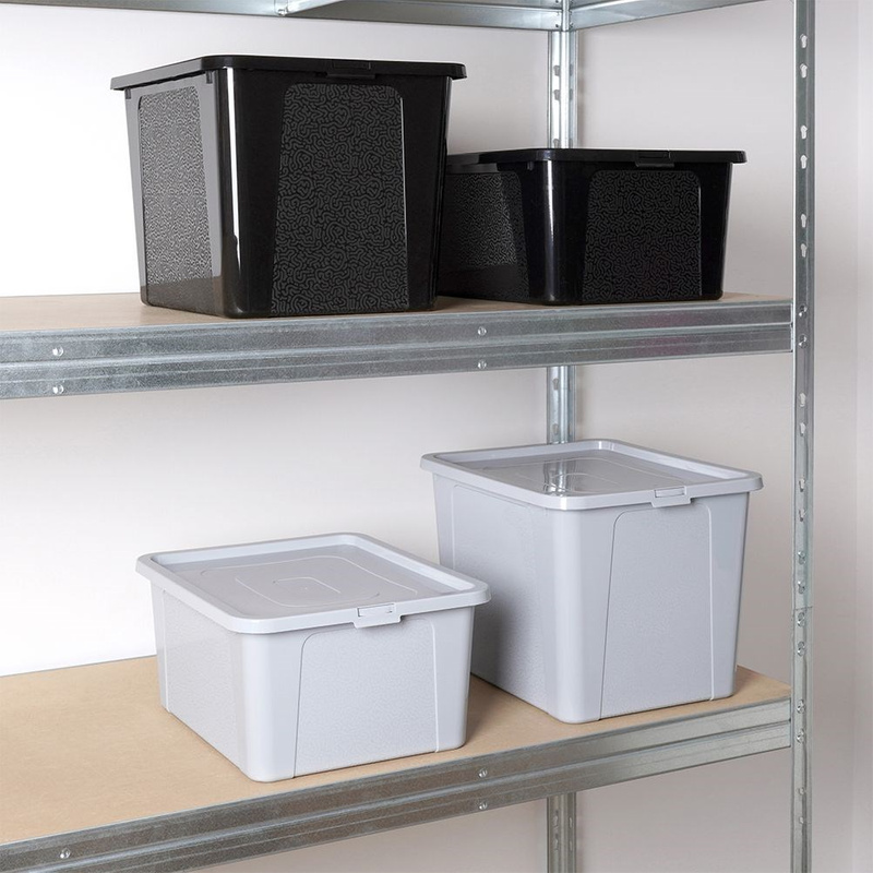 Tárolódoboz fedéllel – 30 l, világosszürke - Image 9