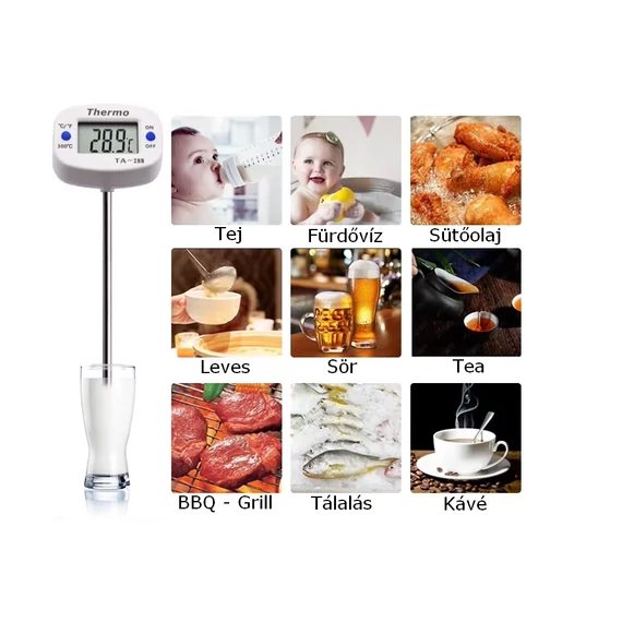 Digitális Maghőmérő Rozsdamentes Szondával – -50°C–300°C, forgatható fej - Image 5
