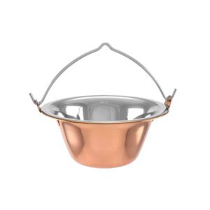 Rozsdamentes bogrács tálaló 0,8 liter réz bevonattal