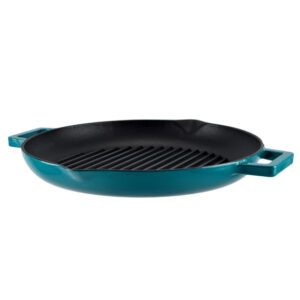 Zománcozott öntöttvas grill szeletsütő 31 cm, csőrös, türkizkék