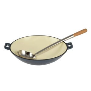 Zománcozott öntöttvas wok 37 cm, acélkék