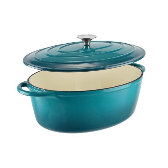 Zománcozott öntöttvas kacsasütő 34 cm, kb. 7 liter, türkizkék